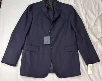 Vintage Polo Ralph Lauren Blazer Mens L Navy Blue NEW wool Viscose Made In Italy