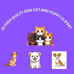 25 hochwertige Hunde-, Katzen- und Welpen-Cliparts