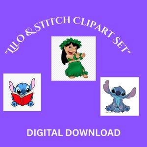 Lilo and Stitch Clipart Set | 17 PNG Files (Instant Download)Stich PNG files| Disney inspired clipart| Stitch digital art |Stitch sublimatio
