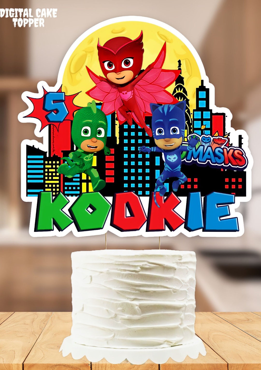 PJ Masks Cake Topper Digital Pj Mask Cake Topper Cake Topper Etsy
