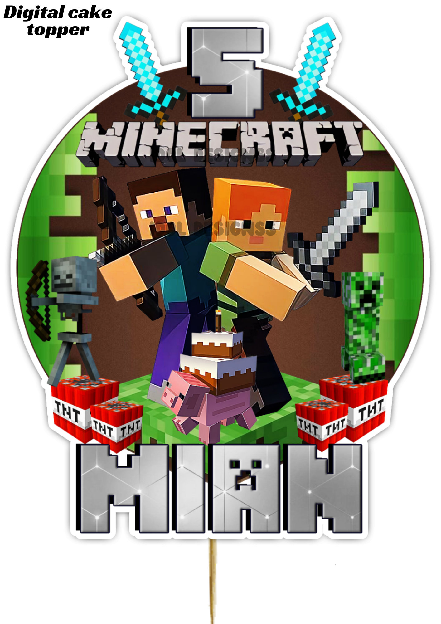 Minecraft Digital Cake Topper Minecraft Gamer Cake Topper Digital Cake ...