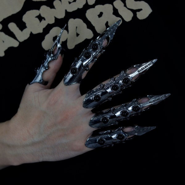 Punk Rock Gothic Knöchel Rüstung Gelenk Vollfinger Rüstung Klauen Handschuhe Rüstung Ring Geschenk Cosplay Ring Klauenring Skelett gothic einstellbare Kralle