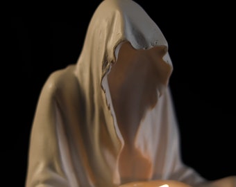 Ghost Sculpture Candle Holder Jesmonite Ghost Grim Reaper Candle Holder Halloween Votive Candle Holder Concrete Tealight candle holder