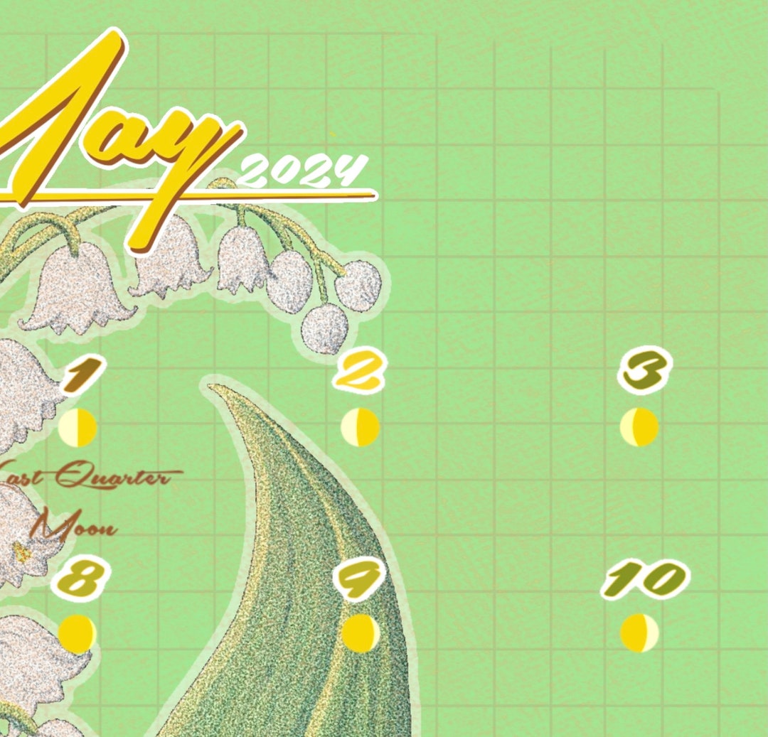 May 2024 Moon Calendar PRINT Etsy