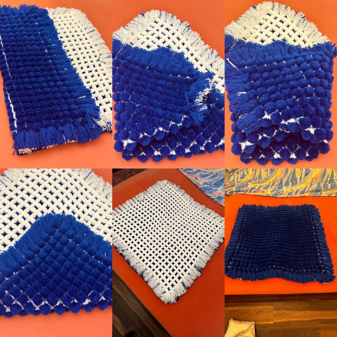 Hand Made Pom Pom Blanket Etsy
