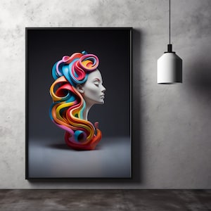 Colorful sculpture woman&#39;s head