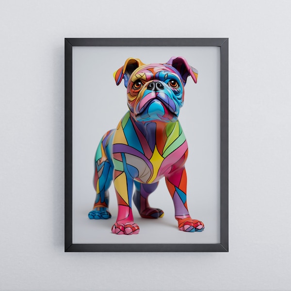 Bunter Hund | Pop-Art Skulptur Wallart | Luxus Wandbild Art Bear Style | Modern Poster Ready To Hang