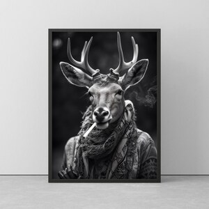 deer smoking cigarette Print Vintage Animal Paintings Rustic Deer Pictures Animal Smoking Canvas Wall Art Vintage Wildlife Artwork Trendy Animals Poster Watercolor Deers Wall Art Funny Animals Art Prints 16x24in No Frame This item is unavailable -