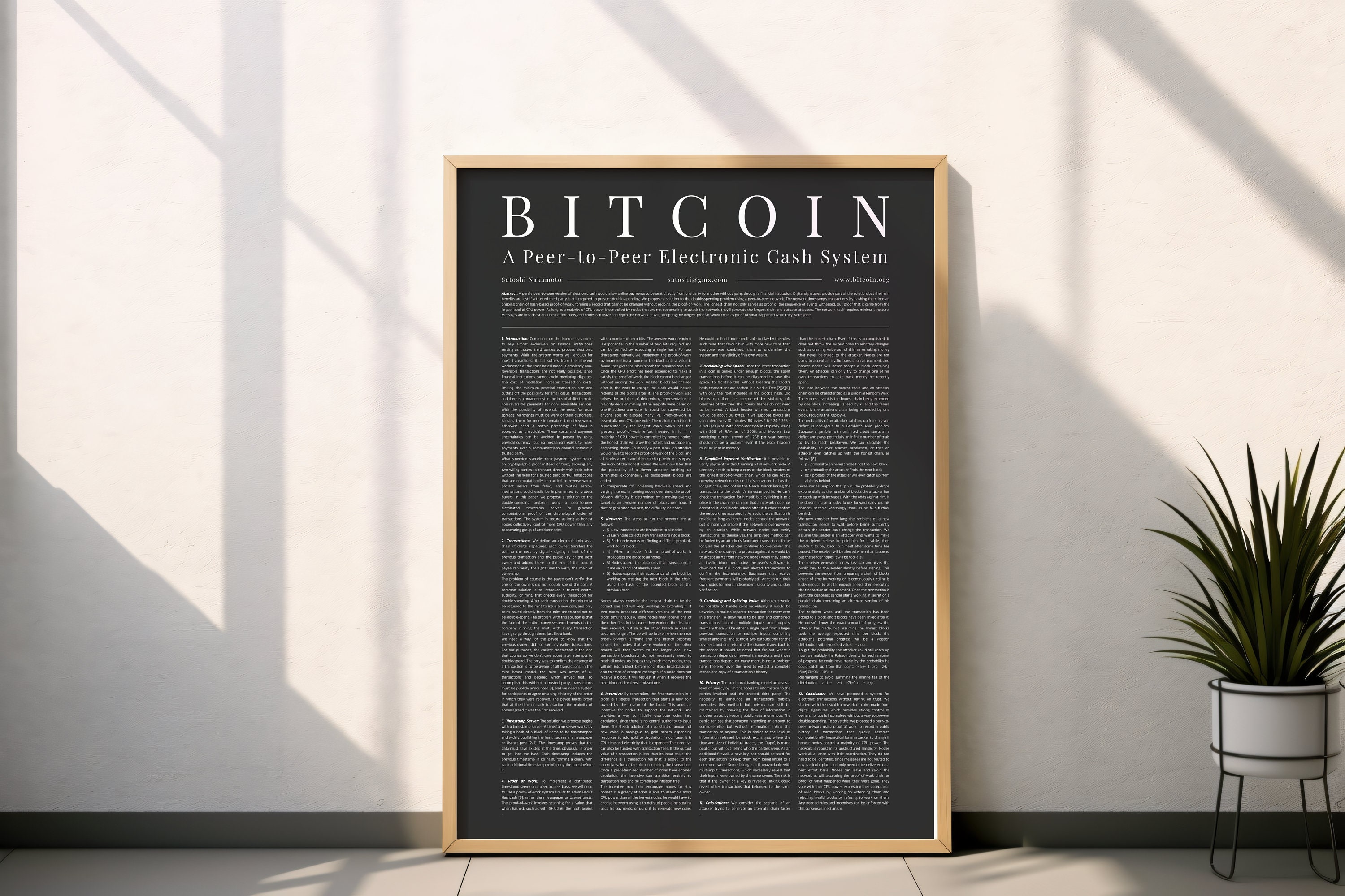 Affiche du livre blanc Bitcoin | image Bitcoin de haute qualité |  Impression sur les crypto-monnaies Livre blanc Anglais | Accessoire crypto  | schéma sombre - Etsy France