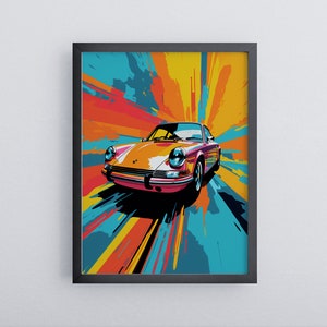 Porsche 911 | pop art | Premium mural colored | High quality posters | different sizes | Ready to hang