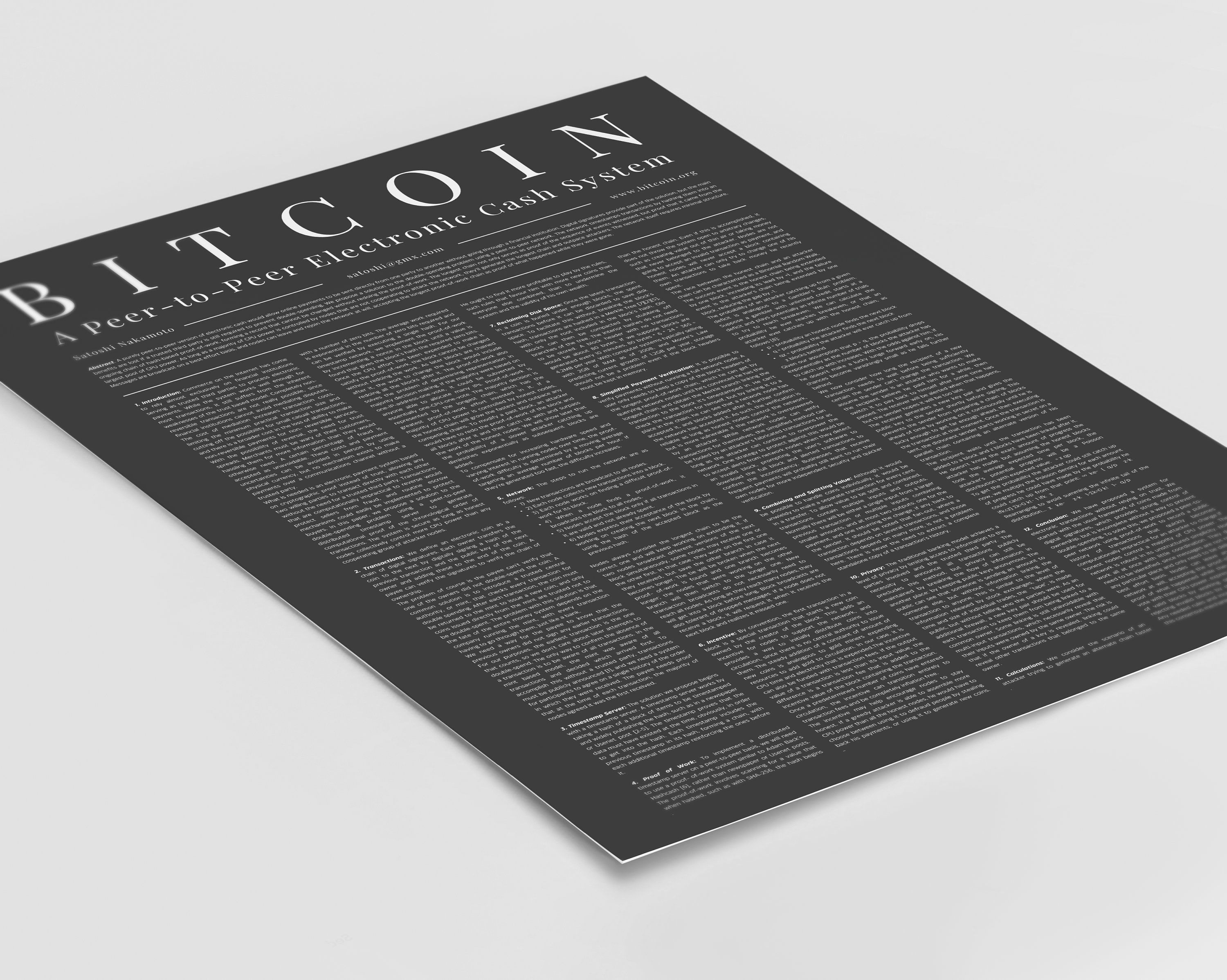 Bitcoin White Paper Poster | High Quality Bitcoin Image | Cryptocurrency  Print | White Paper English | Crypto Accessory | Dark Scheme - Etsy