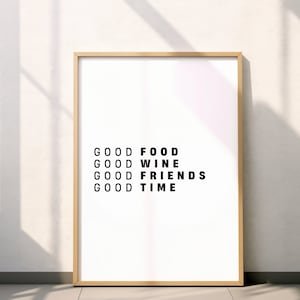 Posters for the kitchen | good food | Mural for kitchen or bar | Poster in wooden frame | Kitchen decoration Ready to hang