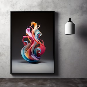 Modern Art Posters | Colorful sculpture as a mural | Abstract fire on high quality poster | Wall Art Ready To Hang