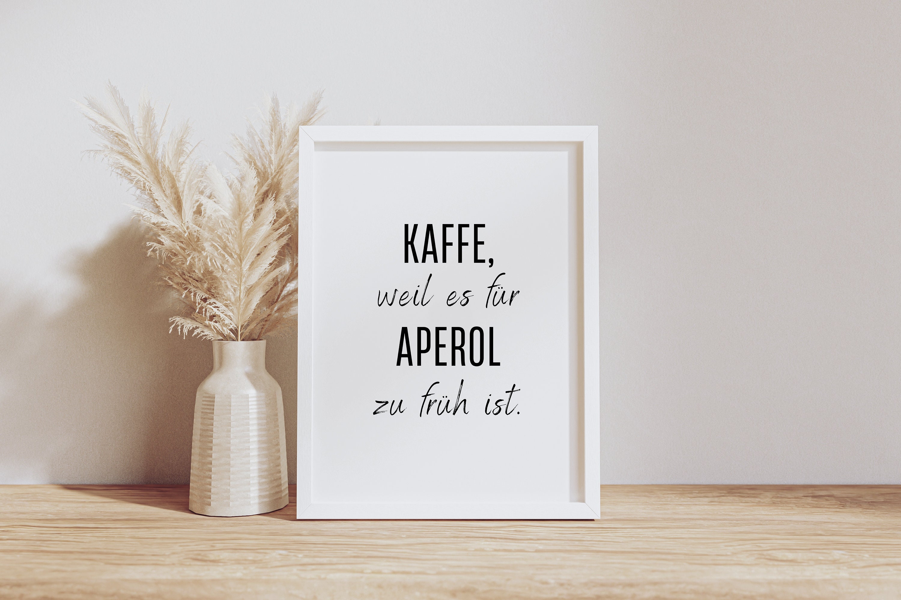 Kaffee & Aperol Poster Lustige Sprüche Minimalistisches Wandbild für