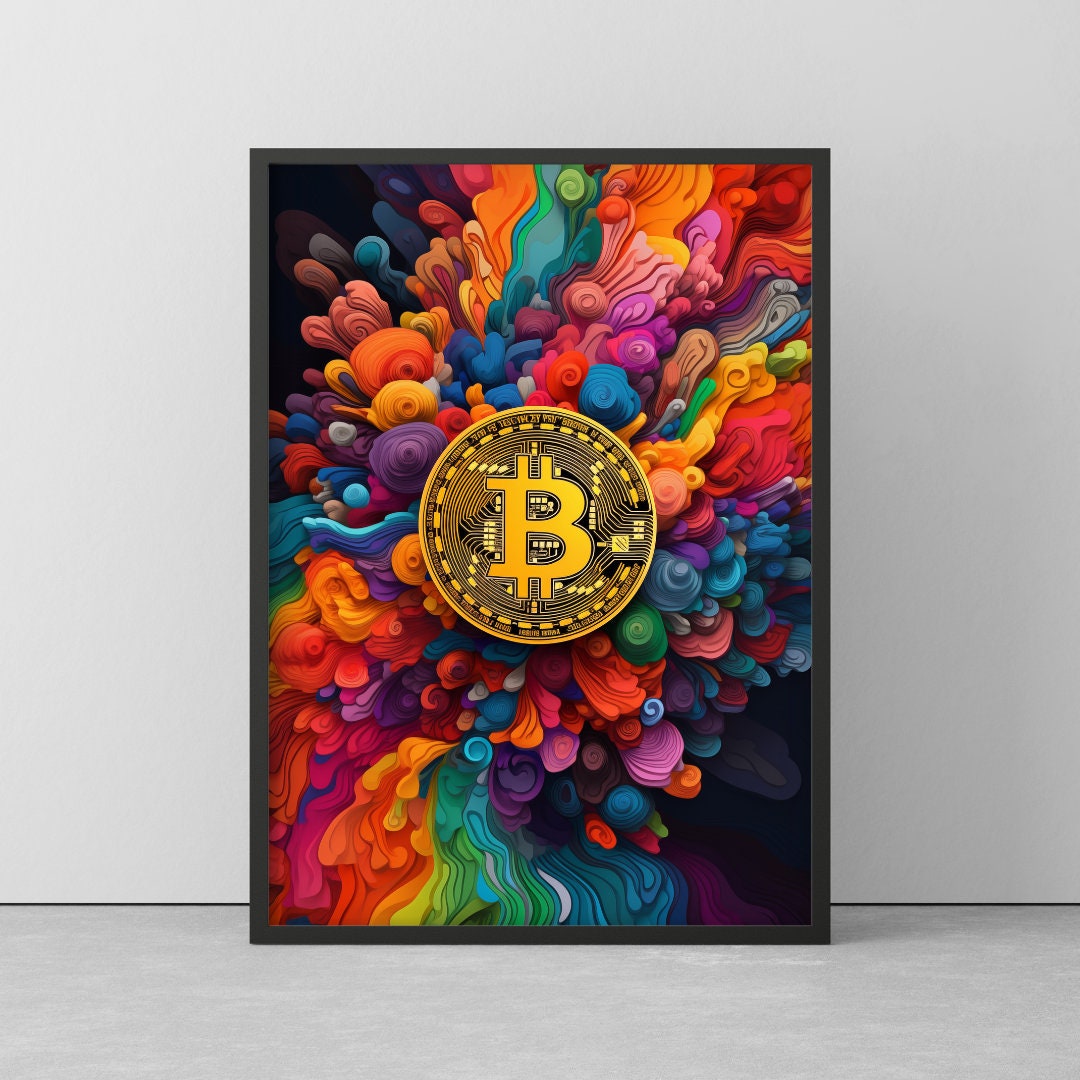 Modern BITCOIN Art - CRYPTO Poster - Colorful Wallart - Colorful Wall  Picture of Bitcoin - Poster in Wooden Frame - Luxury Poster - Crypto Art -  Etsy