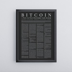Poster del Libro bianco Bitcoin | immagine bitcoin di alta qualità | Stampa di criptovaluta | Libro bianco inglese | Accessorio crittografico | schema oscuro