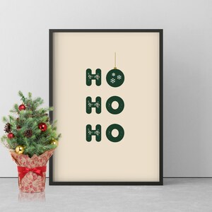 POSTER for CHRISTMAS - HOHOHO mural - decoration for the holidays - X-Mas poster in a wooden frame 20 cm - 100 cm - Ready to hang