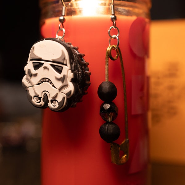 Rustic Stormtrooper -Recycled bottlecap earrings