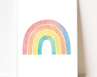 Impression aquarelle arc-en-ciel : oeuvre d'art murale pastel pour chambre d'enfant (téléchargement numérique, fichiers PDF)