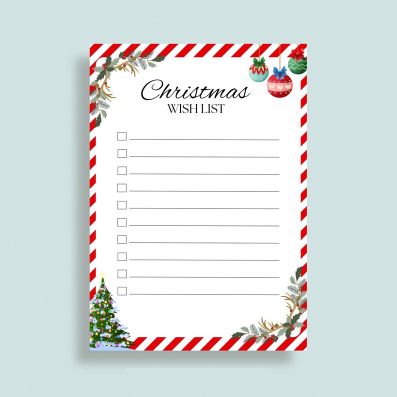 Printable Christmas Wish List Template, Kids Letter to Santa (PDF) - Etsy
