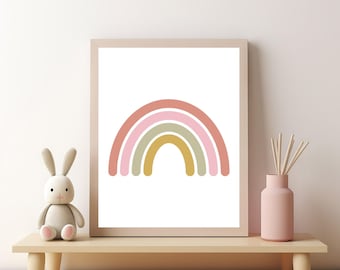 Regenbogen Poster: Pastellfarben Kinderzimmer Dekor (Digitaler Download)
