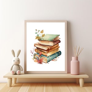 Books Art Print: Whimsical Nursery Decor (Digital Download)