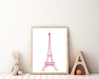 Eiffel Tower Print: French Nursery Decor, Paris Wall Art (Digital Download)