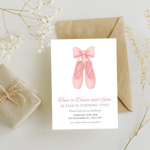 Ballerina Birthday Invitation, Ballet Girl Birthday Party Invite Template, Let's Dance and Spin, Girl Birthday Invite, DIGITAL DOWNLOAD