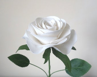4th Anniversary Gift, Linen Anniversary Gift, 12th Anniversary Gift, Gift for Wife, Husband, Linen Rose, White Linen Rose