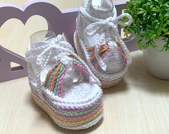 Handgefertigte häkeln Baby Sandalen Plattform, Neugeborene Sandalen Plattform handmade, Baby Sandalen Plattform handmade
