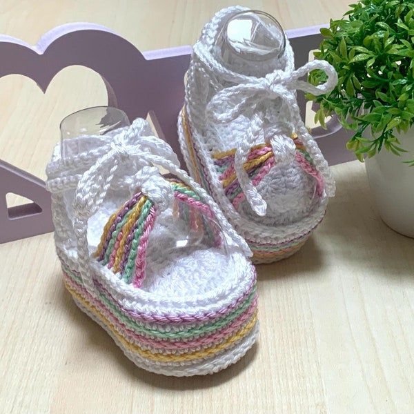 Handmade Crochet Baby Sandals Platform, Newborn Sandals Platform Handmade, Baby Sandals Platform Handmade