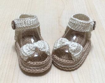 Sandalias de bebé de ganchillo personalizadas hechas a mano, sandalias de bebé de ganchillo para niño y niña