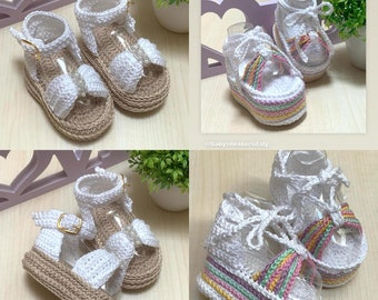 Lot de deux paires de sandales de bébé au crochet faites main