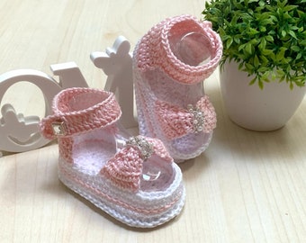 Sandales bébé faites main au crochet personnalisées, sandales bébé fille faites main, cadeau bébé fille, sandales bébé au crochet pour fille