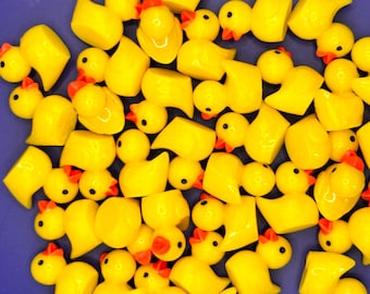 Miniature Ducks, Tiny Yellow Duck Figurine for Dollhouse, Crafting