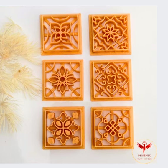 Polymer clay cutter tile Debossing Daisy Tile Spring Clay Cutter Embossing Polymer Clay Cutter Detailed Debossing Floral Cutter for Clay