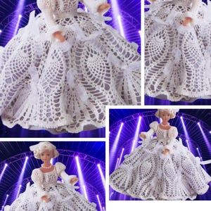 Crochet Lace Wedding Dress Pattern for Barbie Doll Patterns with Tutorials in French Pdf Format