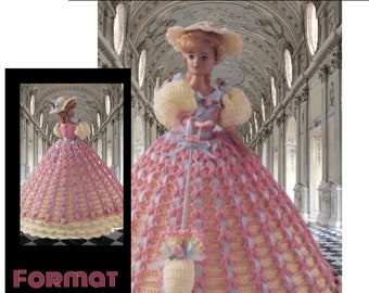 Dress and accessory pattern for Barbie doll. Pattern with English tutorials in PDF format.