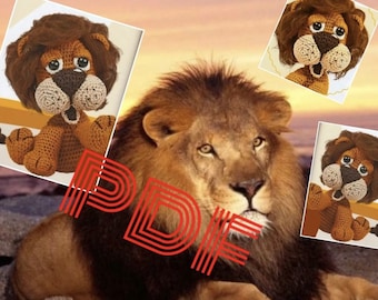 Amigurumi crochet lion plush pattern. Pattern with French tutorial in PDF format.