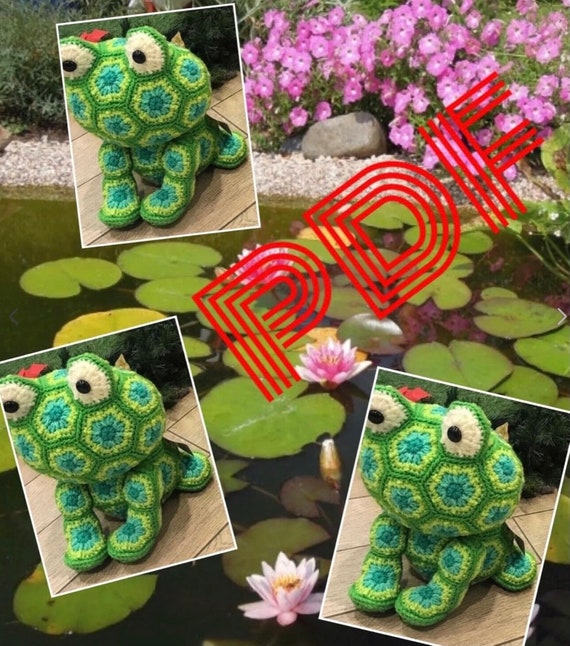 Modèle peluche grenouille au crocher (style petite fleure africaine ) Format PDF