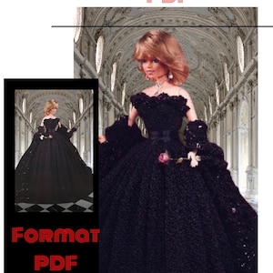 Barbie doll dress pattern. Pattern with English tutorials in PDF format