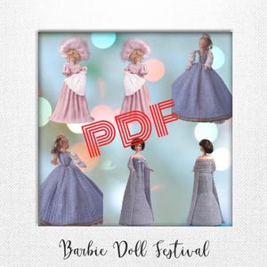 Special offer. Patterns 3 dresses and accessories for Barbie doll. Pattern with English tutorials PDF format