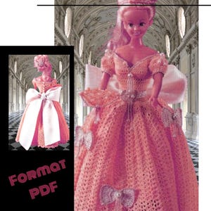 Wedding dress pattern for Barbie doll. Pattern with French tutorials in PDF format