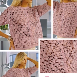 Vintage. Crochet lace vest model for women, pattern with French tutorial in PDF format.