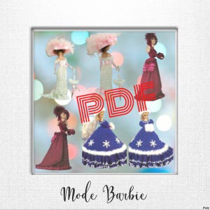 Special offer. Patterns 3 dresses and accessories for Barbie doll. Pattern with English tutorials PDF format