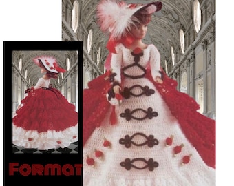Barbie doll dress pattern. Pattern with English tutorials in PDF format.