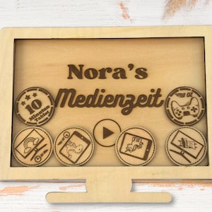 Kinder Medienzeitplan (Tokens separat), Holz Bildschirmzeit Tracker, Münzen, Gutscheine Screen Time, Mediennutzung TV Tablet Games Hörspiele