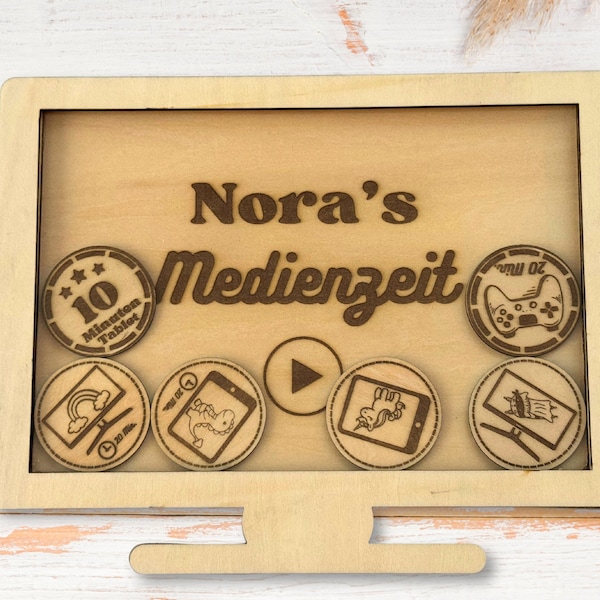 Kinder Medienzeitplan (Tokens separat), Holz Bildschirmzeit Tracker, Münzen, Gutscheine Screen Time, Mediennutzung TV Tablet Games Hörspiele