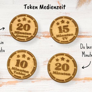 Kinder Token Bildschirmzeit / Medienzeit / Screen Time Kinder, Mediennutzung TV Tablet Games Hörspiele Gutscheine