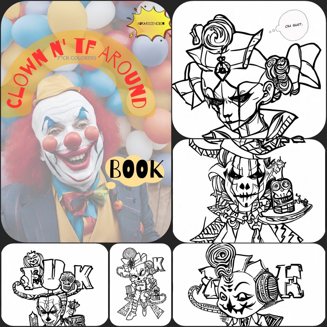 Clown Coloring Book Printable PDF Clown Decor Aesthetic 25 Pagescreepy ...
